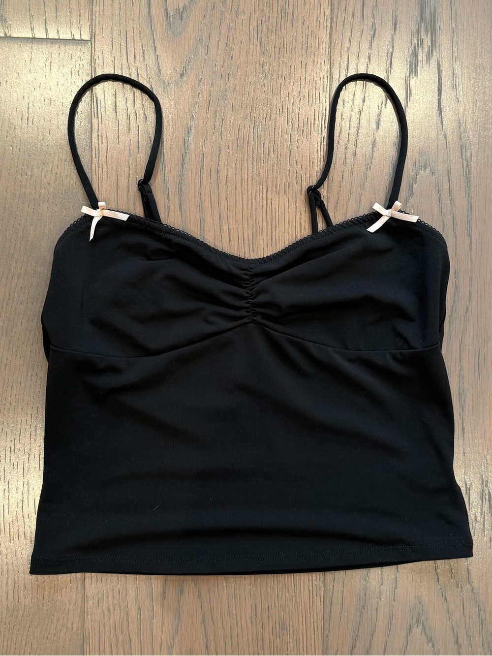 Garage Black Ruched Spaghetti Strap Cami